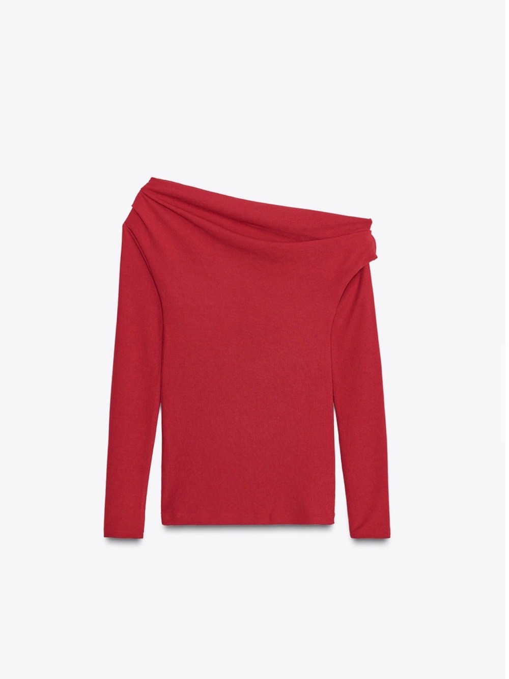 Zara Off-the-Shoulder Red Knit Top